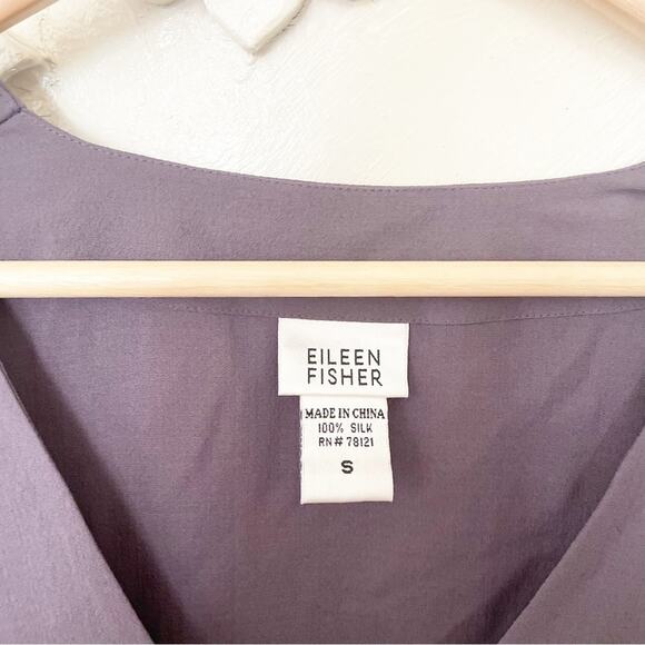 Eileen Fisher Purple Long Sleeve 100% Silk One-Button blouse Size S - Picture 3 of 5